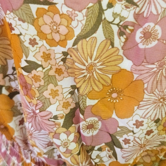 Emerald Sundae Blush Pink/Gold Floral Back Tie Cut-Out Mini Dress,Large,NWT - Picture 5 of 16